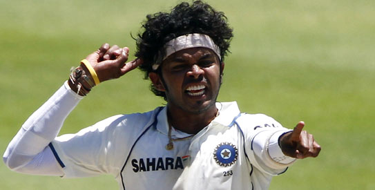 A frustrated Sreesanth kicked the rope after he had two leg-before-wicket appeals turned down in the previous over. —Reuters Photo