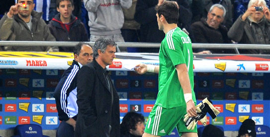 Spain and Real Madrid captain Iker Casillas was shown a red card in the second minute of the La Liga match against Espanyol. His team still managed a 1-0 win. —AFP Photo