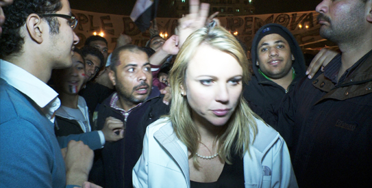 Handout photo of CBS Correspondent Lara Logan in Cairo's Tahrir Square, moments before she was assaulted