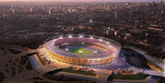 A computer-generated file image shows the Olympic stadium after completion, after it was unveiled in London.  —Photo by Reuters