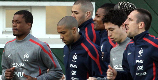 Banned players Patrice Evra and Frank Ribery return to the French side for the Euro 2012 qualifier against Luxembourg. —Photo by AP
