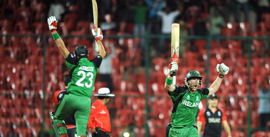 Associate nations like Ireland and Netherlands stirred up big upsets and close finishes in the 2011 World Cup but will not be a part of the next edition. —Photo by AFP