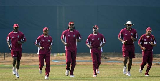 West Indies cricketers (L-R) Davon Smith