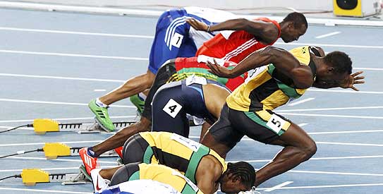 usain bolt, bolt false start, iaaf world championships, athletics