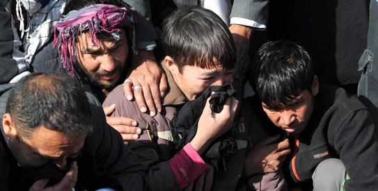 A suicide attack tore through a crowd of worshippers in Kabul on Tuesday as they marked the holy day of Ashura. —AFP Photo