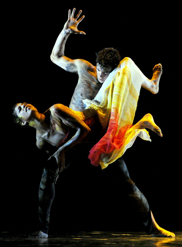 Dancers of the Australian Ballet and the Bangarra Dance Theatre rehearse the world premier of 'Infinity', the first triple bill in the Australian Ballet's history to premiere three brand new Australian commissions.  The triple bill combines dancers from Stephen Page's Bangarra Dance Theatre and Gideon Obarzanek's Chunky Move with the Australian Ballet dancers. ? AFP Photo.