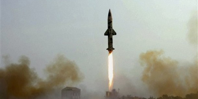 missile660 The surface-to-surface Prithvi missile takes off at the test range in Chandipur in the eastern state of Orissa, India, Thursday, June 9, 2011. India test-fired the short-range, nuclear-capable missile Thursday that hit its target accurately, the defense ministry said. India's missiles are mostly intended for any confrontation with rival Pakistan, but both countries routinely test missiles and India's latest was unlikely to aggravate tensions. (AP Photo) INDIA OUT.