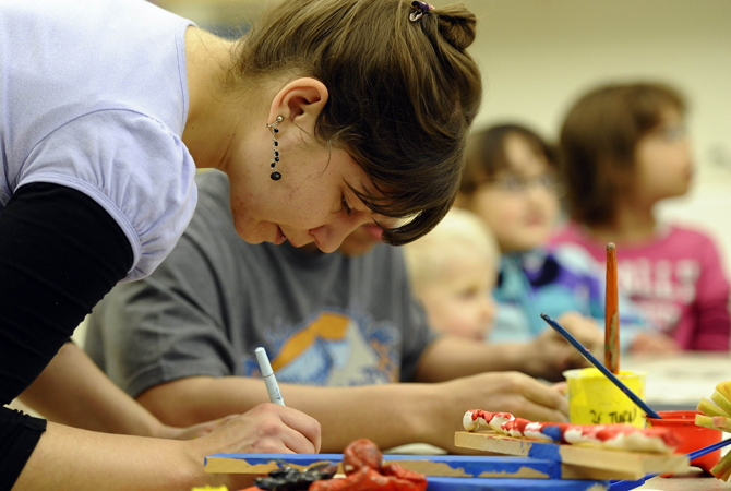 Bojana Coklyat in art class at the Concordia Learning Center at St. Joseph's School for the Blind in Jersey City, New Jersey.