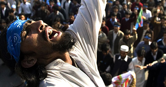 An activist of the Islami Jamiat Tuleba in Lahore. – File photo by AFP