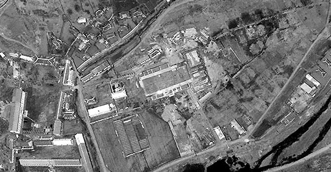 This April 29, 2012 satellite image provided by DigitalGlobe shows what appears to be the initial stages of construction of a rocket assembly building at Musudan-ri in northeastern North Korea. The U.S.-Korea Institute at Johns Hopkins School of Advanced International Studies says this building and a nearby launch pad under construction are upgrading facilities so the site can handle larger rockets, which could increase international concern over the secretive country's weapons programs. (AP Photo/DigitalGlobe)