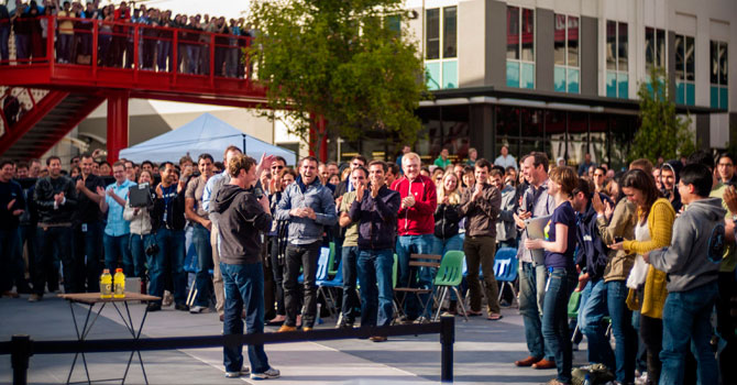zuckerberg-california-reu_670 Facebook Chief Executive Mark Zuckerberg speaks to employees during the company's Hackathon in Menlo Park California. – Photo by Reuters