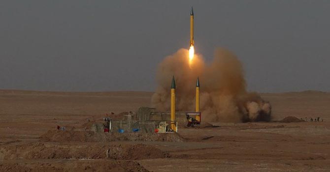 A surface-to-surface missile is launched during the Iranian Revolutionary Guards. — AP Photo