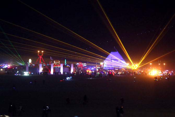 The Playa comes to life at night.