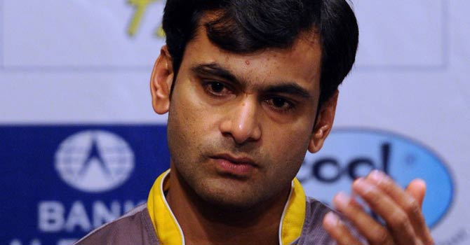 Pakistan's Twenty20 captain Mohammad Hafeez speaks during a press conference at the Dubai International Cricket Stadium prior to the T20 series against Australia – Photo by AFP