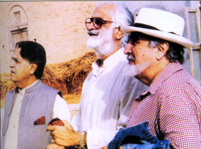 With Akbar Bugti and EIahi Bukhsh Somroo, former Speaker of the National Assembly. – Photo courtesy Sama Books