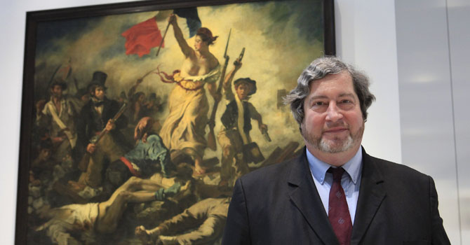 France's Louvre-Lens museum shut two galleries on Friday February 8, 2013 after a woman scribbled with a black marker pen on its star painting, Eugene Delacroix's "Liberty Leading the People". — Photo Reuters