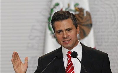 Mexico's President Enrique Pena Nieto speaks during the presentation of a telecommunications reform bill in Mexico City. —Photo by Reuters