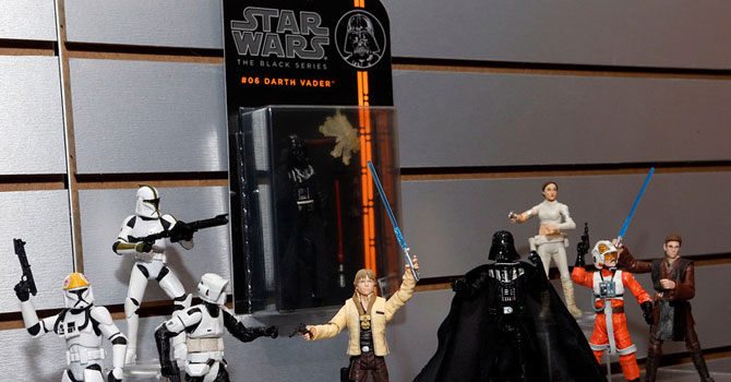 The new STAR WARS BLACK SERIES 3.75-inch action figures, featuring highly detailed collectible figures from the classic brand. —Photo by AP