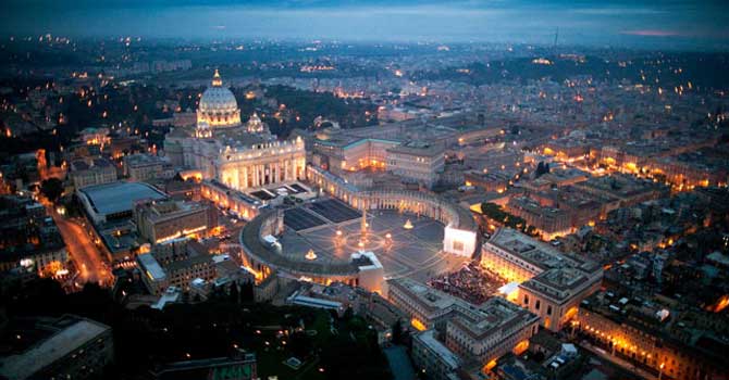 An aerial view of St. Peter’s Basilica and the Vatican during sunset. —Photo (File) AFP