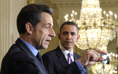 In this March 30, 2010 file photo, President Barack Obama listens as then-French President Nicolas Sarkozy speaks in the East Room of the White House in Washington. —AP (File) Photo