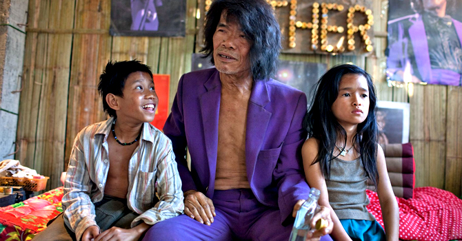 This undated publicity image released by the TriBeca Film Festival shows Sitthiphon Disamoe as Ahlo, left, Thep Phongam as Purple, and Loungnam Kaosainam as Kia in a scene from "The Rocket," a film competing in the Tribeca Film Festival. — AP Photo