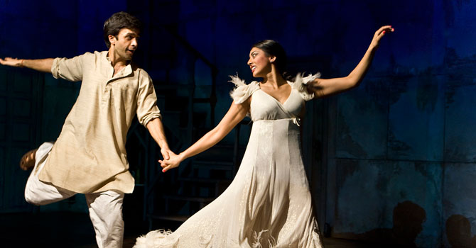 This theater publicity photo released by Seven17 Public Relations shows Nick Choksi and Lipica Shah in the new musical comedy, “Bunty Berman Presents...” currently performing off-Broadway at The New Group at Theatre Row in New York. —AP Photo