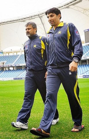 With manager, Moin Khan in Dubai. Khan is being tipped to become the next coach after the departure of Dav Whatmore.