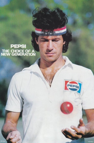 A famous Pepsi poster featuring Imran (1988).