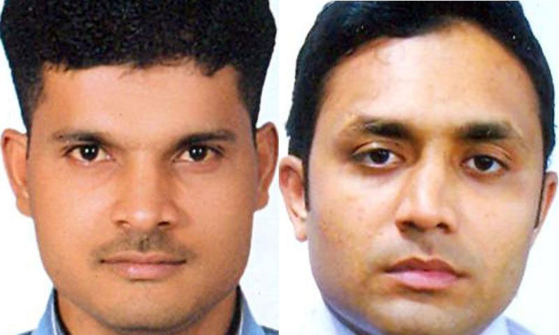 This combo of handout pictures received from the Metropolitan Police Service on May 27, 2014 shows Muhammad Kashif Khan Kamran and Mohsin Ali Syed, both named by British police in connection with the 2010 killing of Dr Imran Farooq in London. — AFP