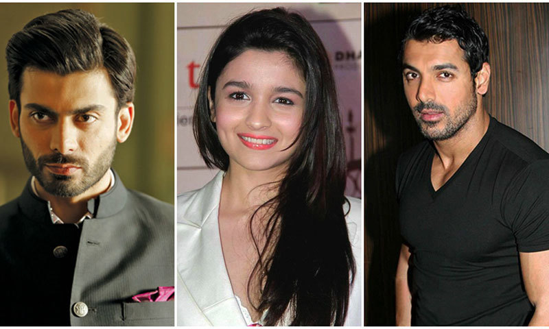 جان ابراہم، عالیہ بھٹ اور فواد خان — اے ایف پی فوٹو