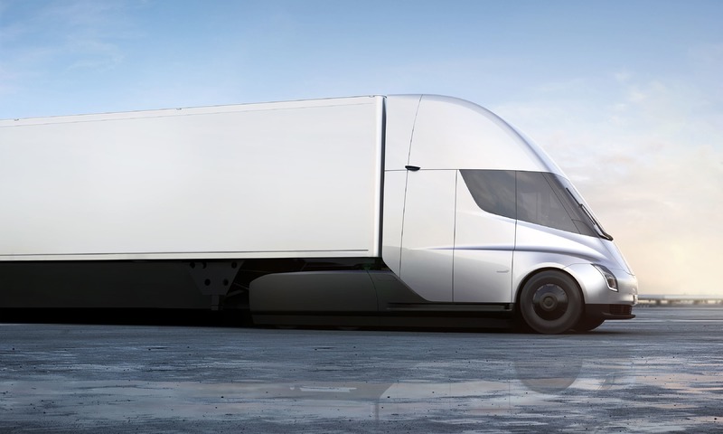 This photo provided by Tesla shows the front of the new electric semitractor-trailer unveiled on Thursday, Nov. 16, 2017. The move fits with Tesla CEO Elon Musk&#39;s stated goal for the company of accelerating the shift to sustainable transportation. (Tesla via AP) — Tesla