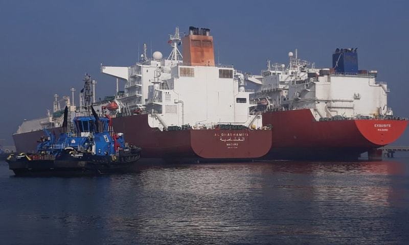 The photos of LNG ships berthed on Saturday were tweeted by Maritime Minister Ali Haider Zaidi.