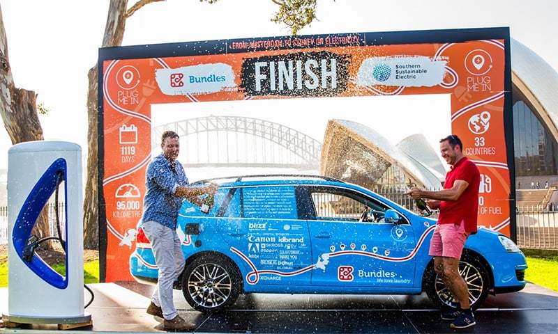 Holland man completes world's longest electric auto trip in Australia