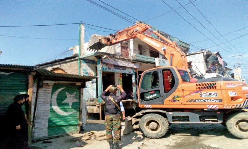 Shops, portion of plaza razed in Timergara - Newspaper - Vimarsana News
