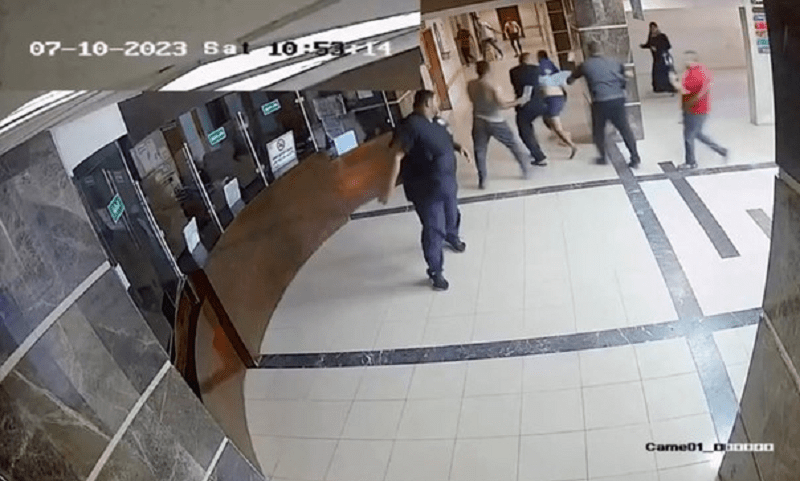  A screen grab of a video released by Israel of security camera footage of what they say is Hamas with hostages on Oct. 7, 2023, at Al-Shifa hospital, Gaza Strip. &mdash; Reuters via IDF