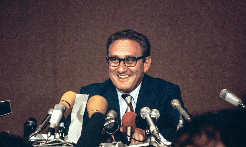  US President Nixon’s special advisor Henry Kissinger laughs during a press conference, after the final communique on the implementation of the Vietnam Peace Accords, signed by Kissinger and the North Vietnamese delegation leader, Le Duc Tho, on June 13, 1973 in Paris. — AFP/File 