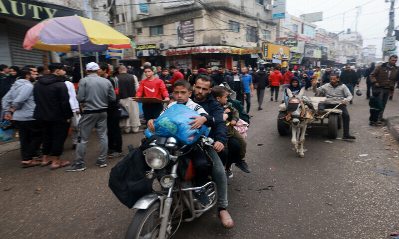 Palestinians fleeing Khan Younis arrive in Rafah further south near the Gaza Strip&rsquo;s border with Egypt on Dec 5 &mdash; AFP