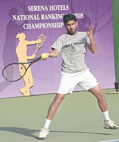  A PLAYER in action during the National Ranking Tennis Championship at the SDA-PTF Tennis Complex on Wednesday.&mdash;courtesy PTF 