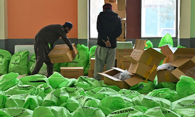 Poll Material PHOTOS: Workers prepare voting material ahead of Feb 8 polls - DAWN.COM
