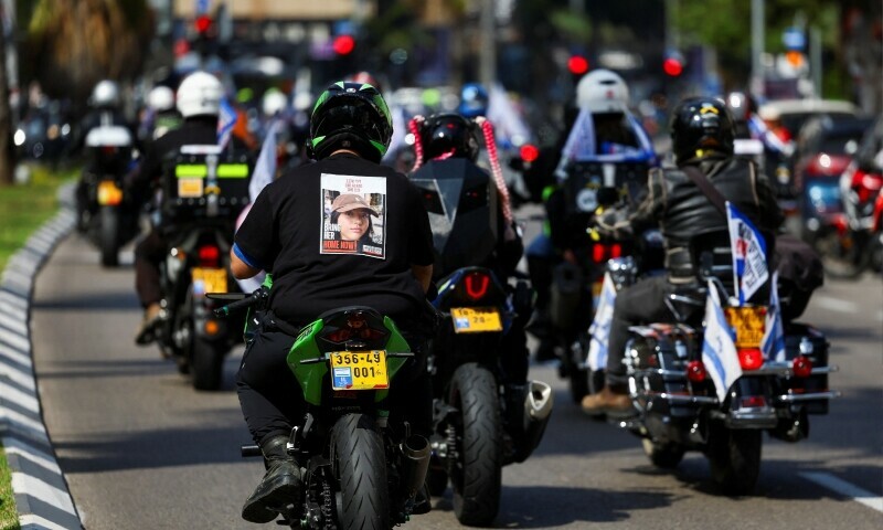 People participate in &lsquo;Ride for Hope&rsquo;, an event where people ride motorcycles across the country in support of hostages kidnapped in the October 7 attack on Israel by Hamas, in Tel Aviv, Israel on April 12. &mdash; Reuters