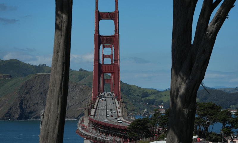  The Golden Gate Bridge is pictured after Pro-Palestinian demonstrators blocked it for hours in San Francisco, California on April 15. &mdash; AFP 
