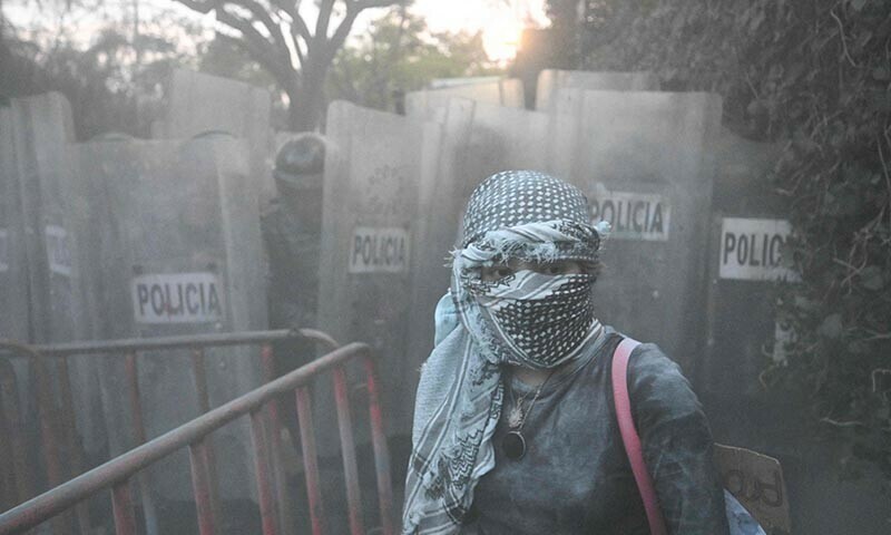 Demonstrators take part in a pro-Palestinian rally called “Urgent action for Rafah” in front of the Israeli embassy in Mexico City on May 28. — AFP