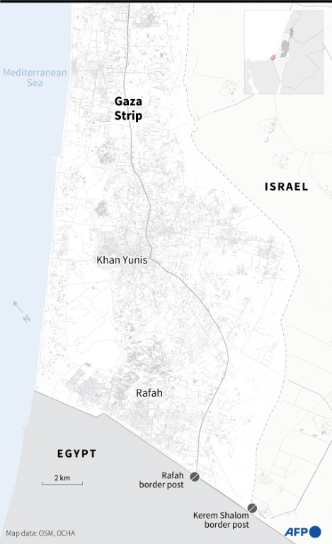 Southern Gaza Strip. &mdash; map by AFP