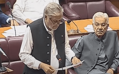  Ishaq Dar speaks in NA on August 1. &mdash; NA 