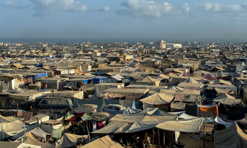  Displaced Palestinians shelter in a tent camp at the Al-Mawasi area in Khan Younis, in the southern Gaza Strip on Sept 10, 2024. &mdash; Reuters/Mohammed Salem