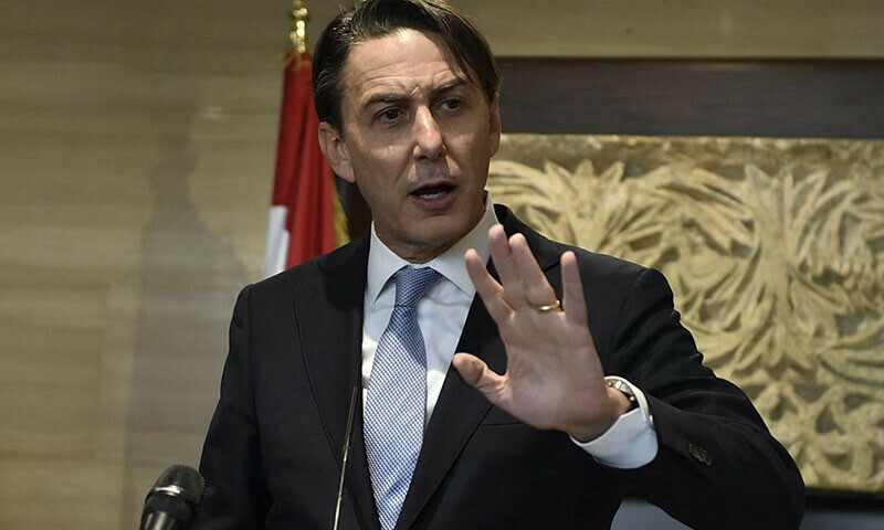 US special envoy Amos Hochstein speaks to reporters after a meeting with Lebanon’s Parliament Speaker in Beirut on October 21. — AFP
