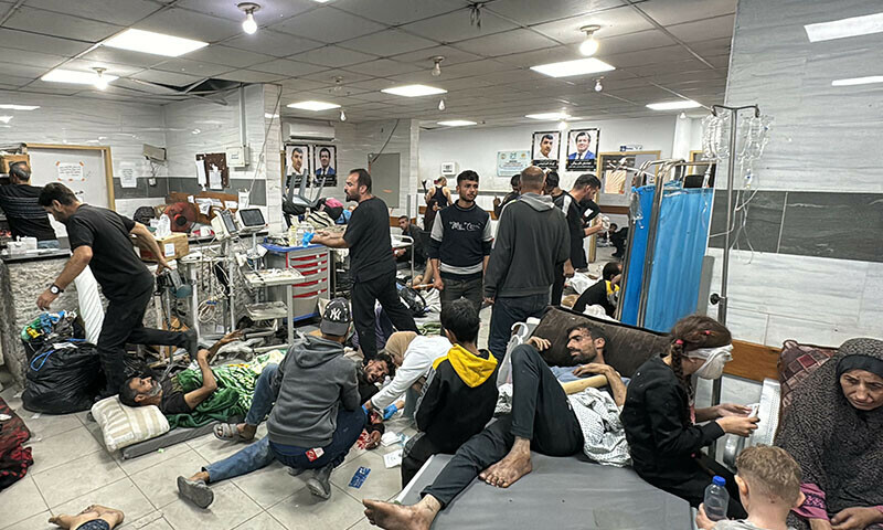 Wounded Palestinians receive treatment at the Kamal Adwan Hospital in Beit Lahia the northern Gaza Strip on October 26. &mdash; AFP