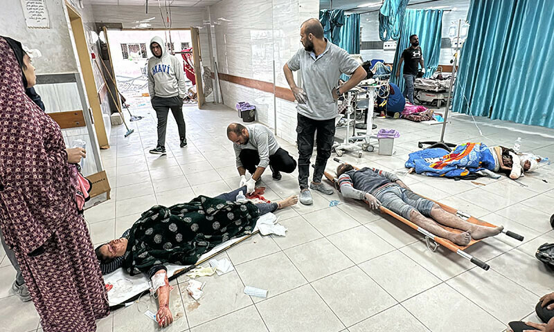 Palestinians receive medical attention at Kamal Adwan Hospital in Beit Lahia in the northern Gaza Strip on October 28. — AFP