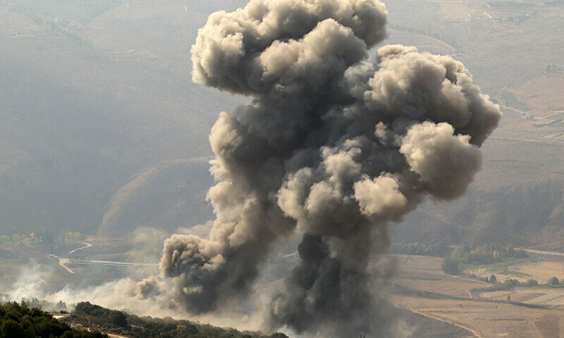  Smoke rises from the site of an Israeli airstrike that targeted the southern Lebanese area of Al-Bouwaida on November 2. &mdash; AFP) 