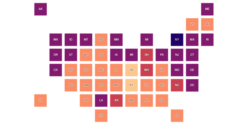 This map by Axios shows the earliest time that polling places close in each state.
